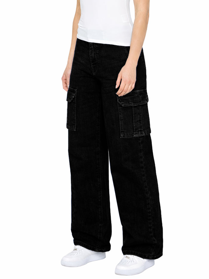 Enzo | Womens Baggy Cargo Jeans