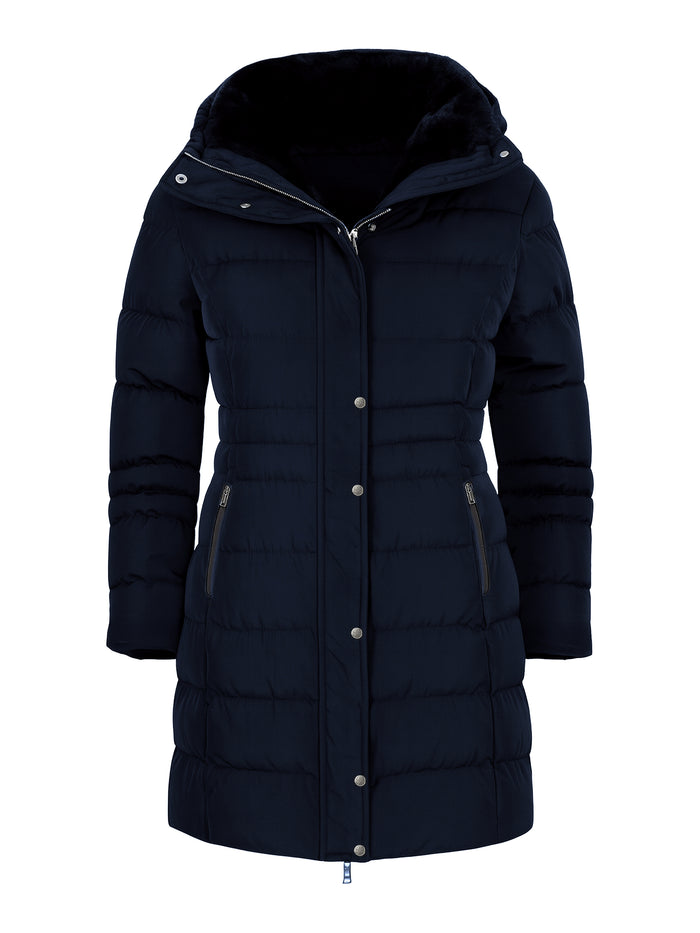 Enzo | Womens Faux Fur Hooded Long Puffer Jacket