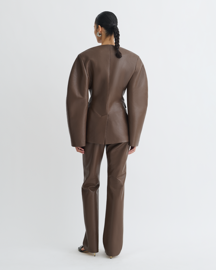 Erina - Regenerated Leather Jacket - Chocolate