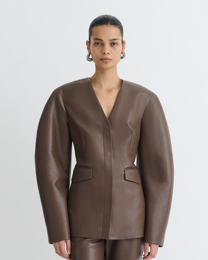Erina - Regenerated Leather Jacket - Chocolate