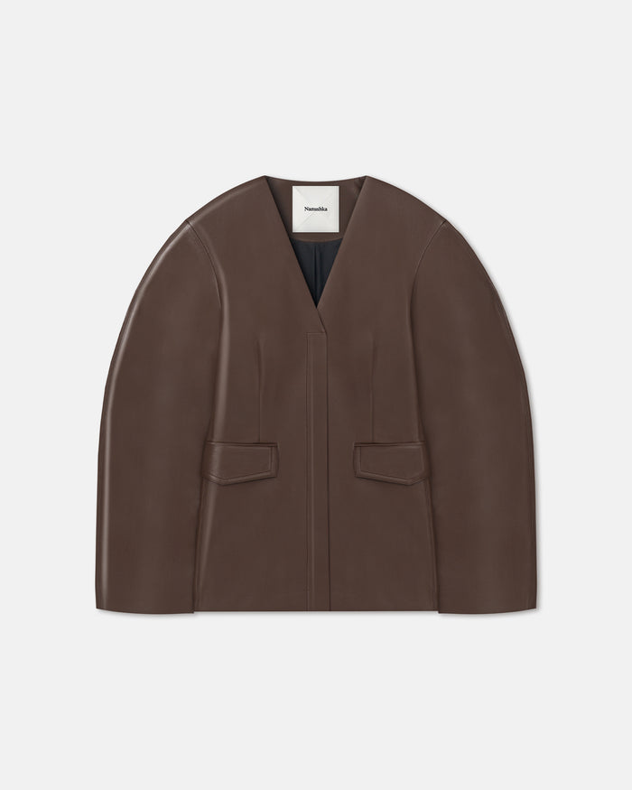 Erina - Regenerated Leather Jacket - Chocolate