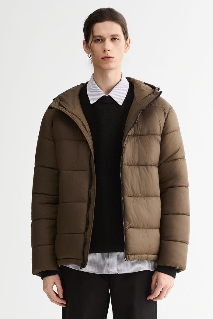 Essential Hooded Puffer Jacket with Quilted Finish OROLAY #color_coffee