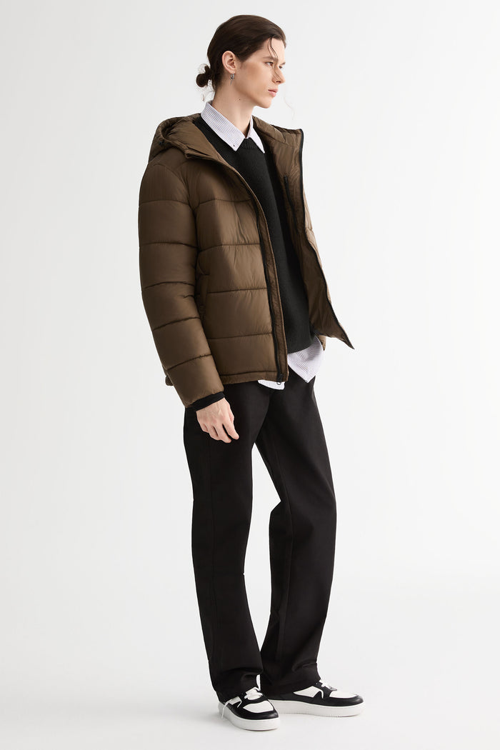 Essential Hooded Puffer Jacket with Quilted Finish OROLAY #color_coffee