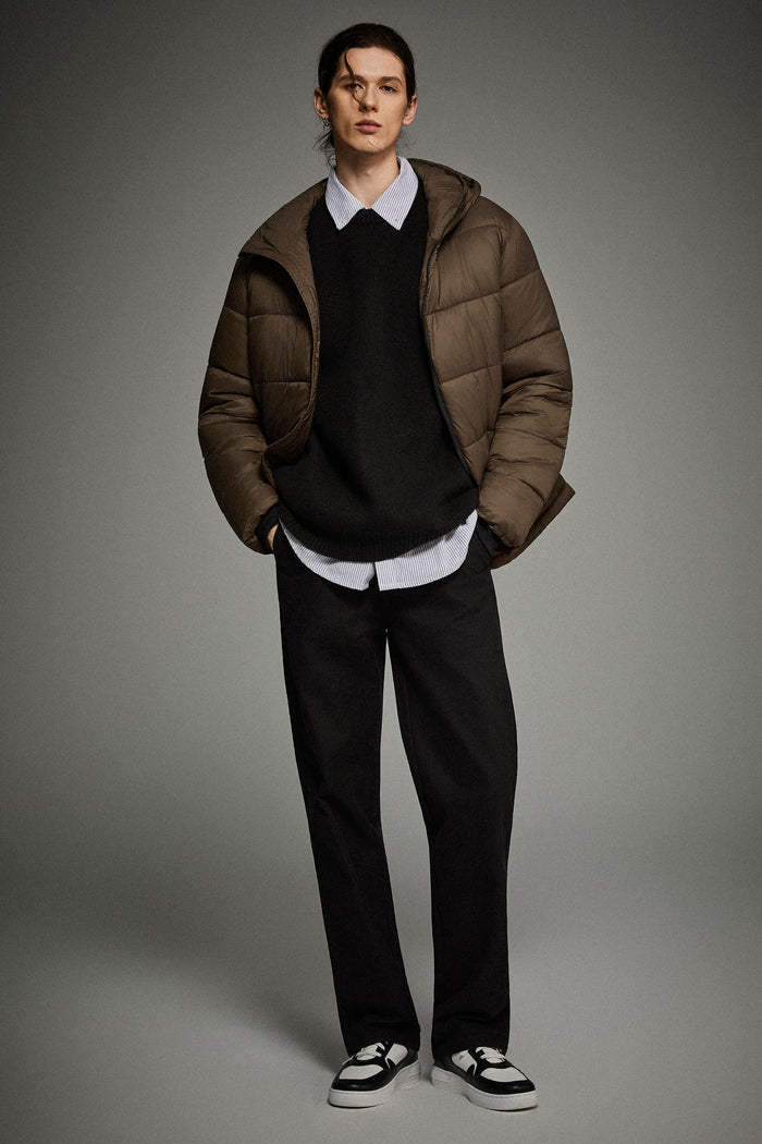 Essential Hooded Puffer Jacket with Quilted Finish OROLAY #color_coffee