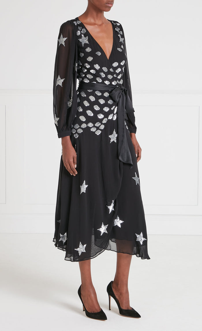 Etoile Wrap Dress - Black Mix