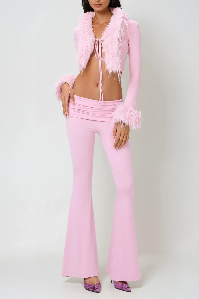 Fərhad Crop Faux Fur Pants Set