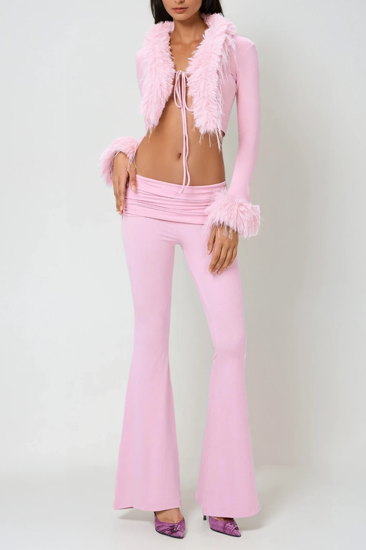 Fərhad Crop Faux Fur Pants Set