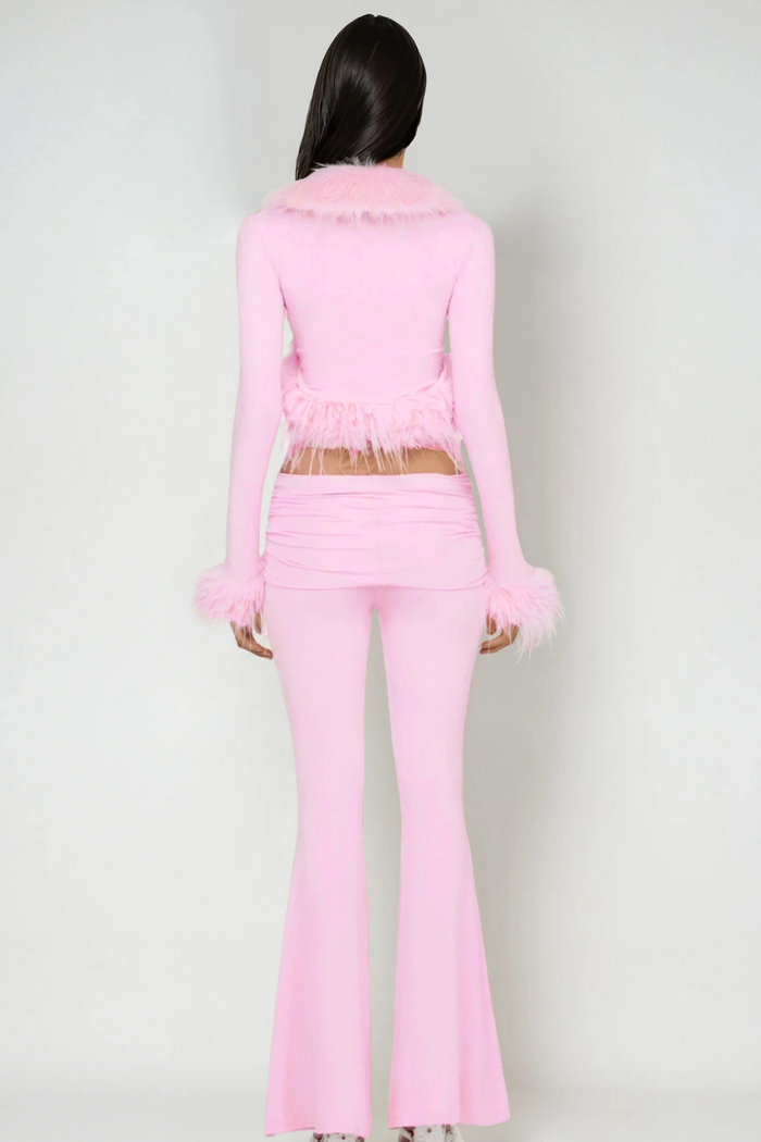 Fərhad Crop Faux Fur Pants Set