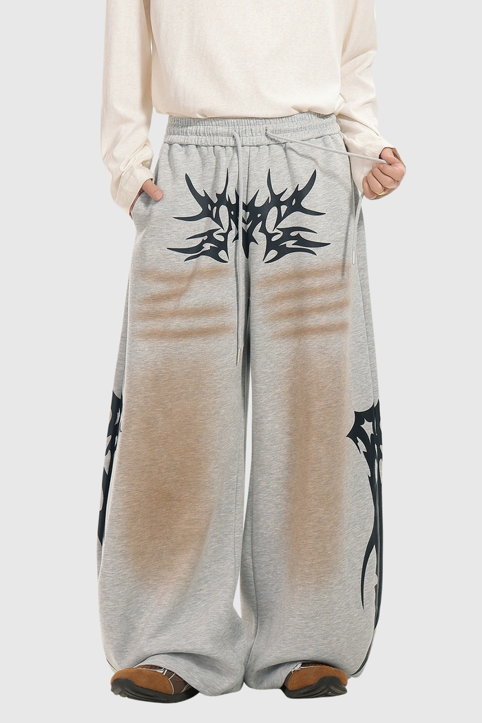 Fabian Drawstring Print Wide Leg Pants