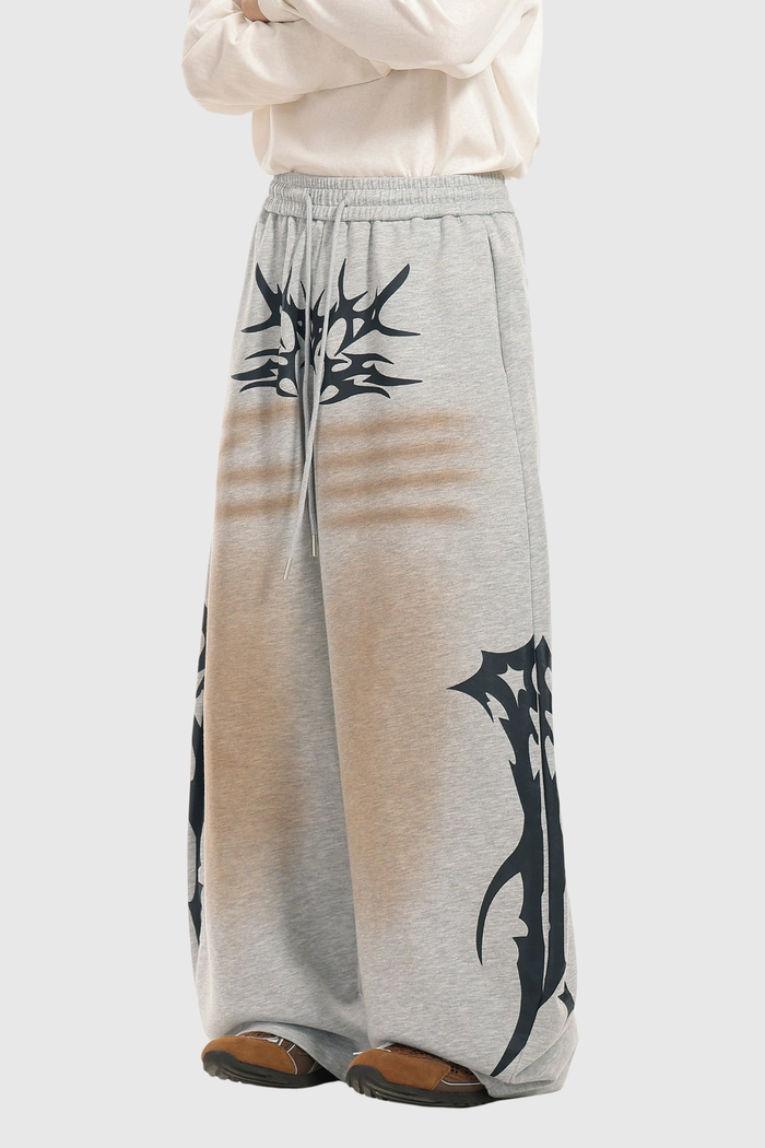 Fabian Drawstring Print Wide Leg Pants
