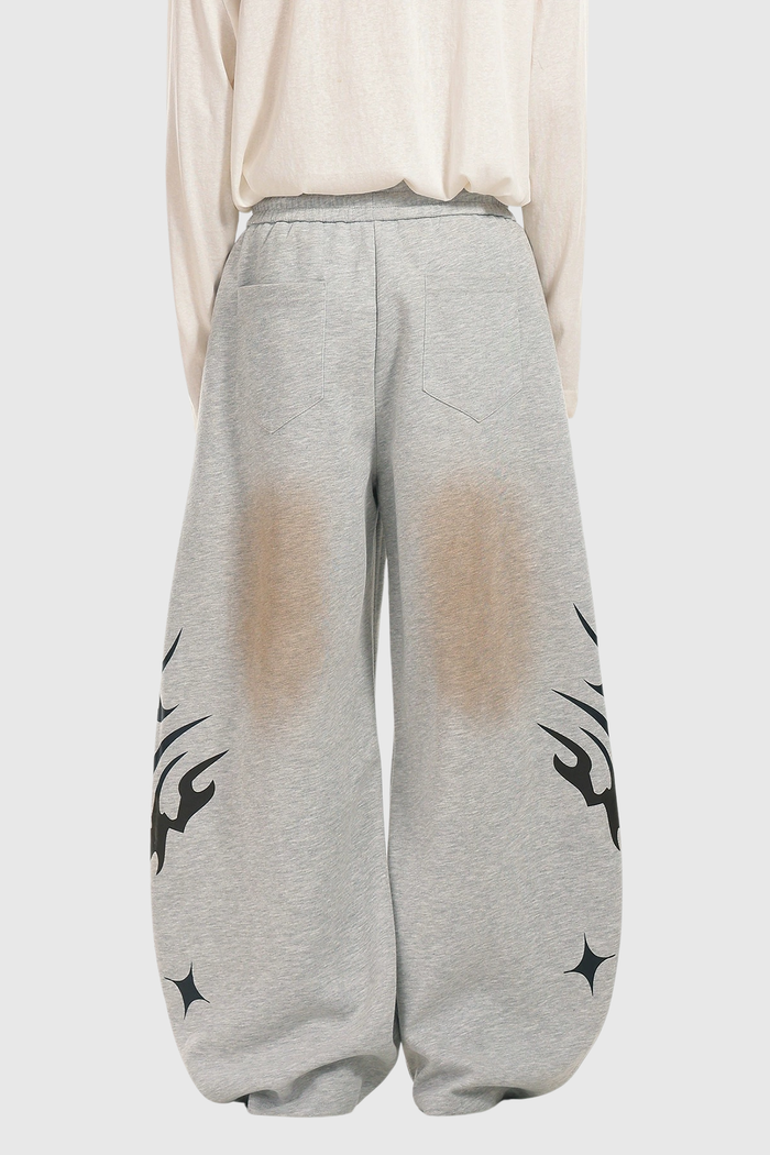 Fabian Drawstring Print Wide Leg Pants