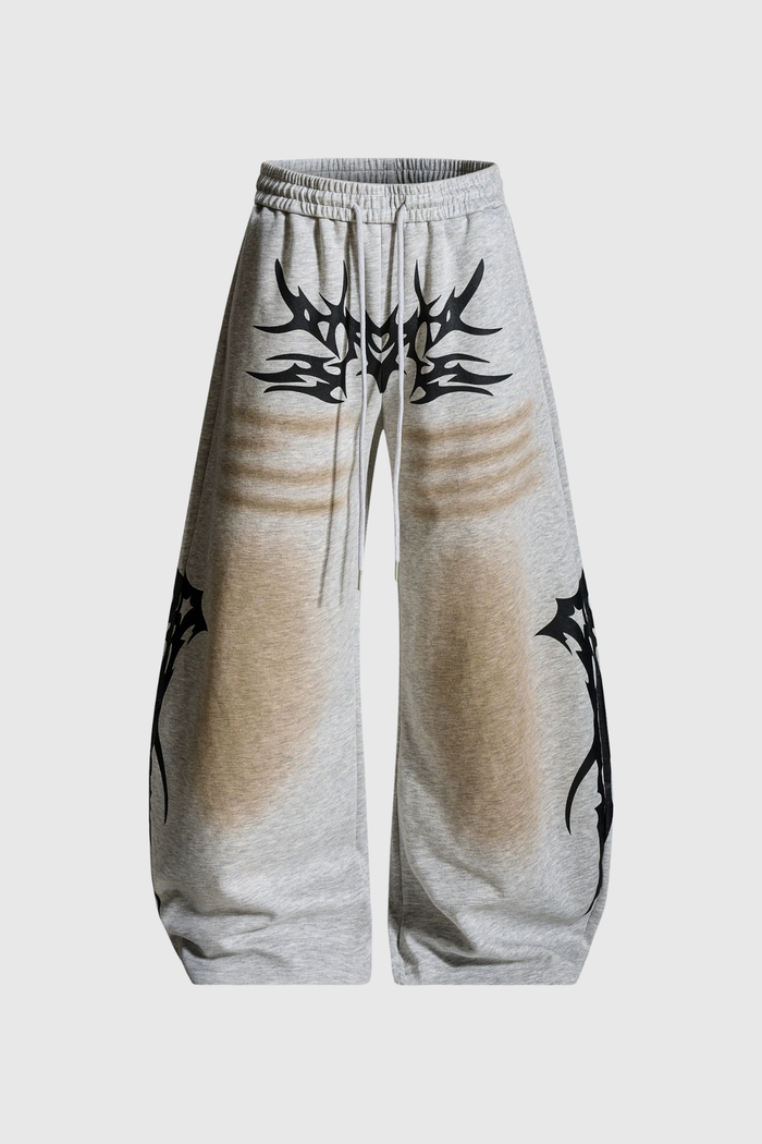 Fabian Drawstring Print Wide Leg Pants