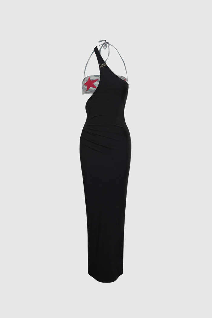 Fabien Deconstruct Camouflage Bodycon Maxi Dress