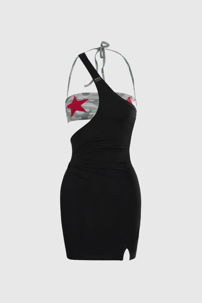 Fabien Deconstruct Camouflage Bodycon Mini Dress