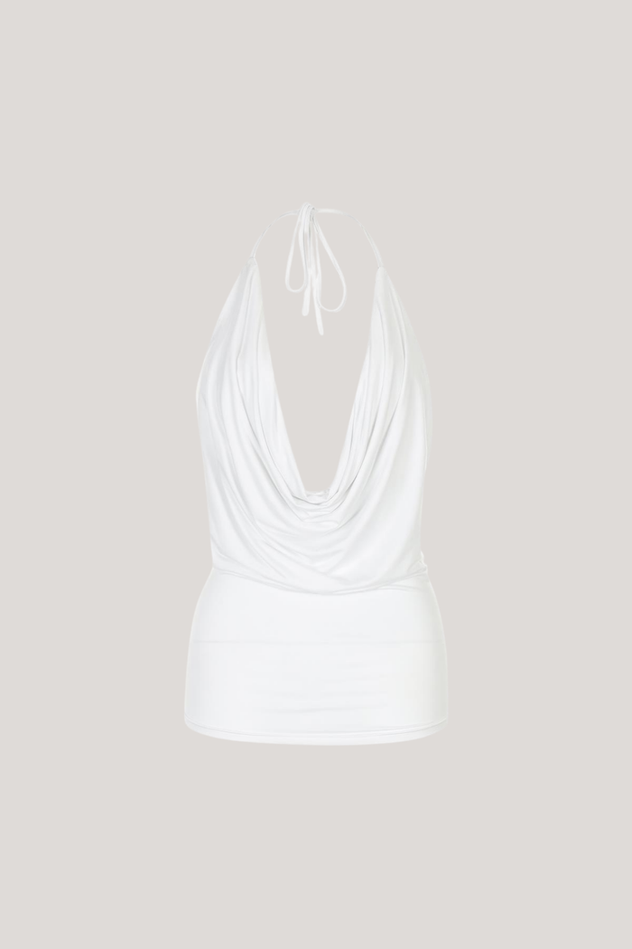 Fabienne Cowl Neck Feather Sequin Skirt Set