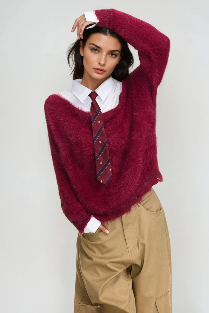 Fabo Deconstruct Faux Fur Shirt