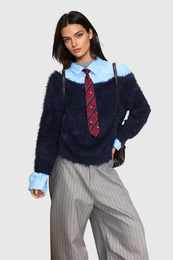 Fabo Deconstruct Faux Fur Shirt