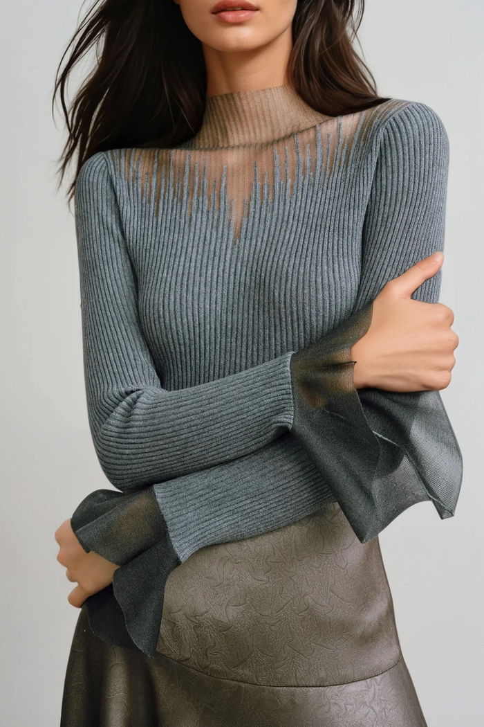 Fabrice Bell Sleeve Deconstruct Top In Grey