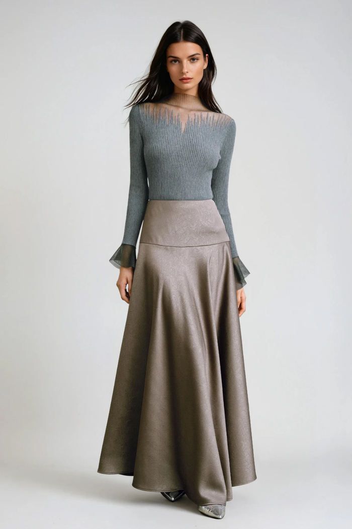 Fabrice Bell Sleeve Deconstruct Top In Grey