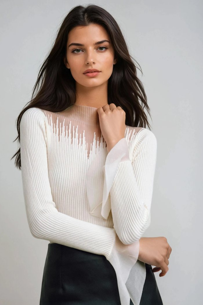 Fabrice Bell Sleeve Deconstruct Top In White