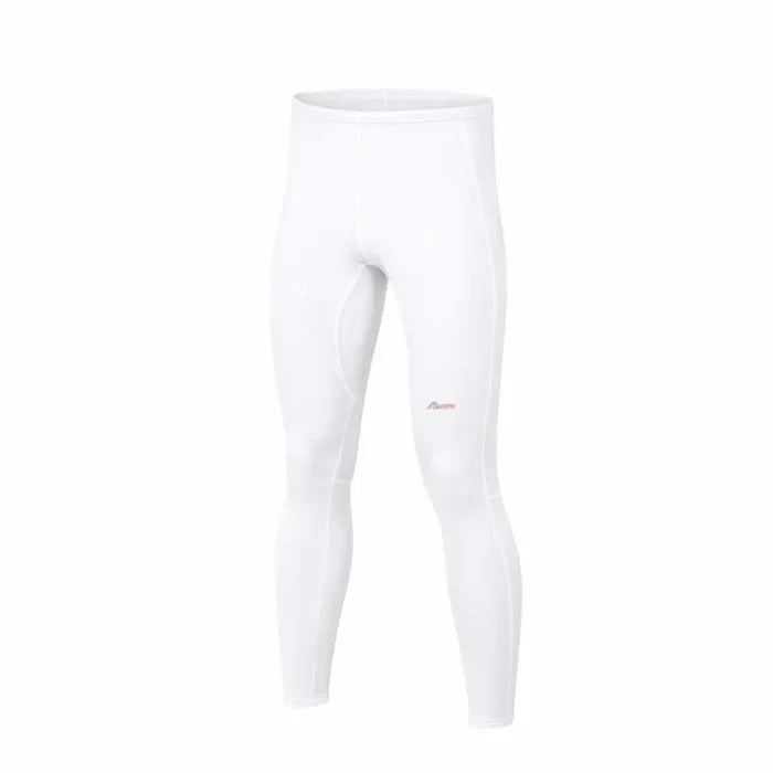 Front detail of a Sub Zero Factor 2 mens thermal mid layer leggings in colour white photographed on a white background