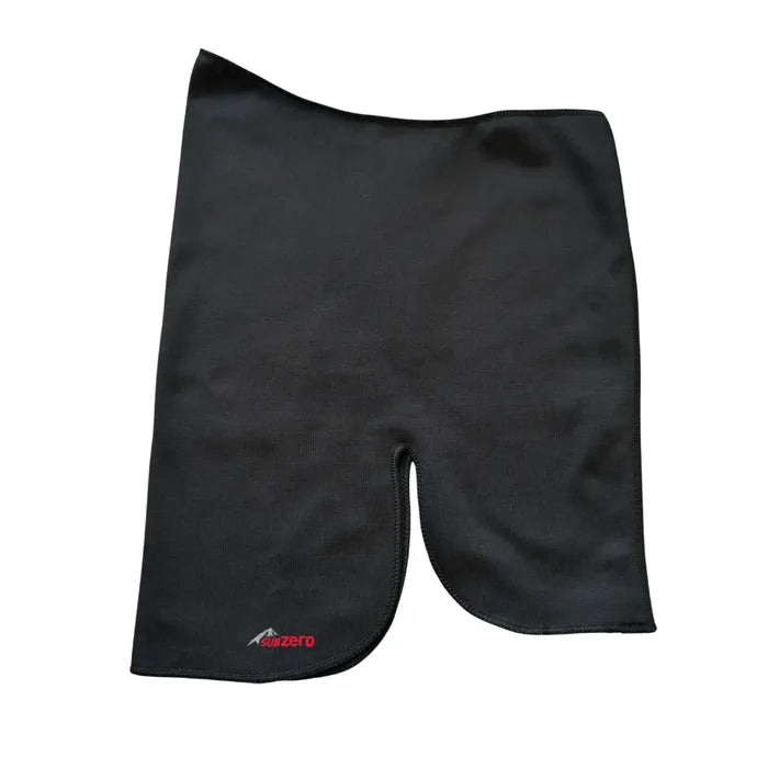 Side profile of a Sub Zero Factor 2 neck warmer showing the countoured nose and drop front and back on a white background