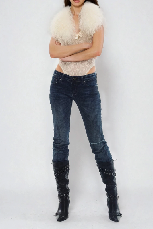 Fadia Faux Fur Lace Bodysuit