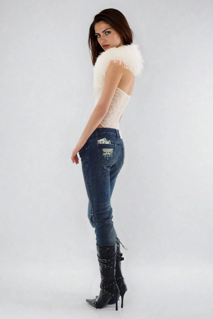 Fadia Faux Fur Lace Bodysuit
