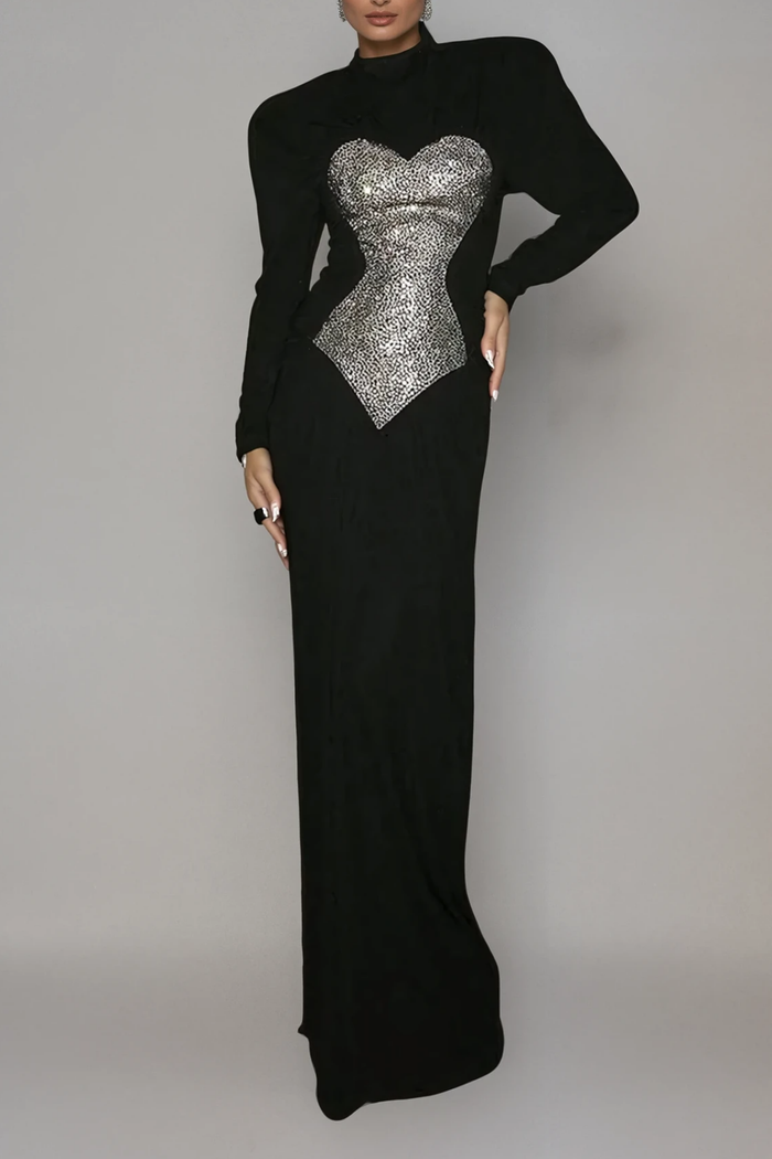 Fahmida Rhinestone Bodycon Maxi Dress