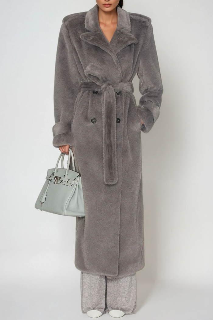 Fahriye Faux Fur Tie Up Coat