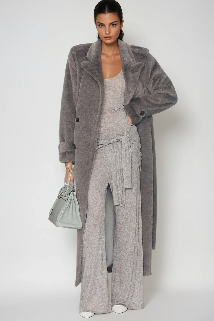 Fahriye Faux Fur Tie Up Coat