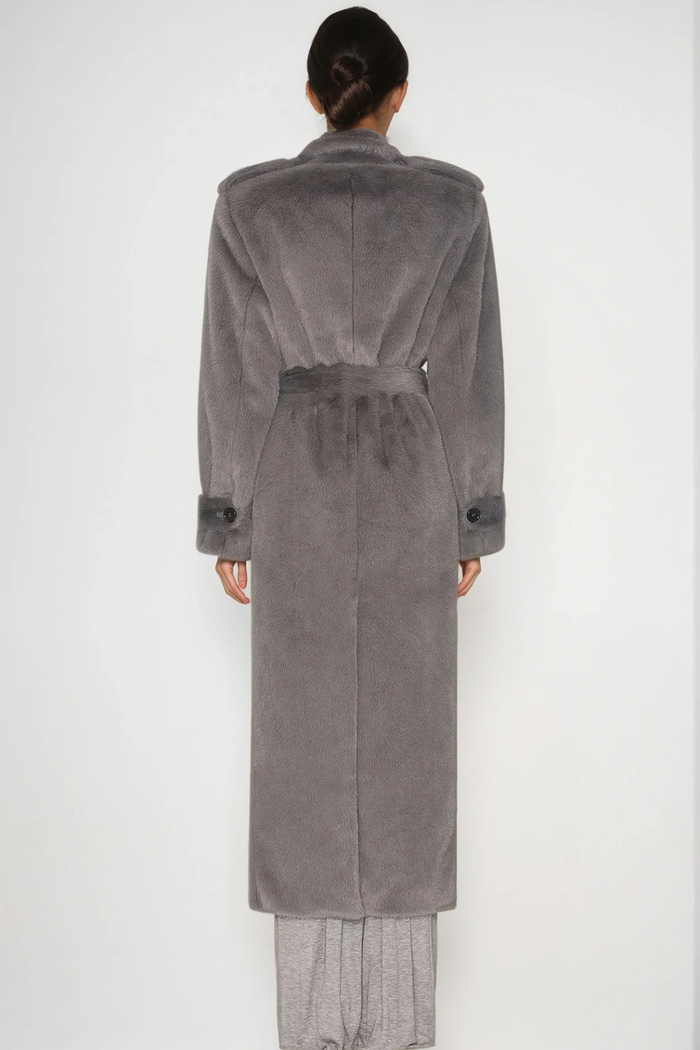 Fahriye Faux Fur Tie Up Coat