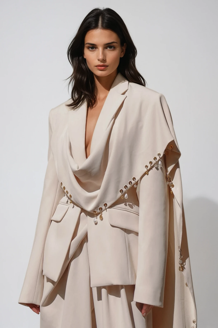 Faiga Draped Cape Blazer