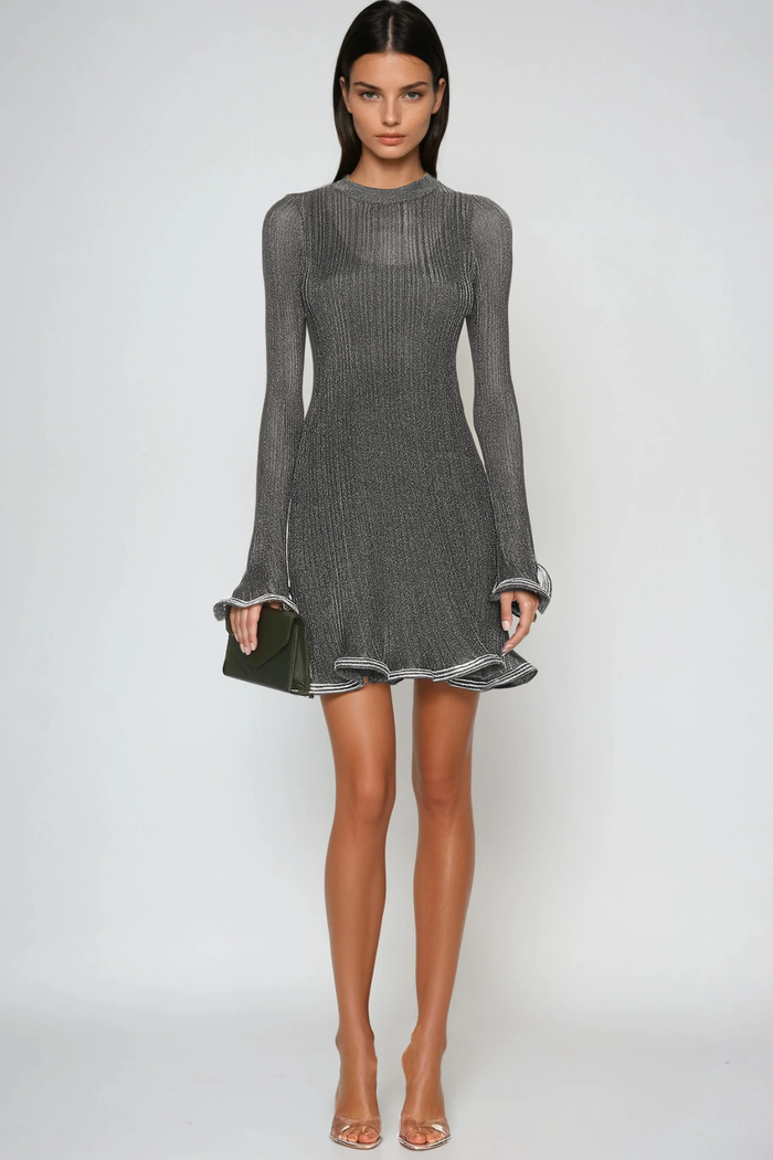Faina Rhinestone Ruffle Mini Dress