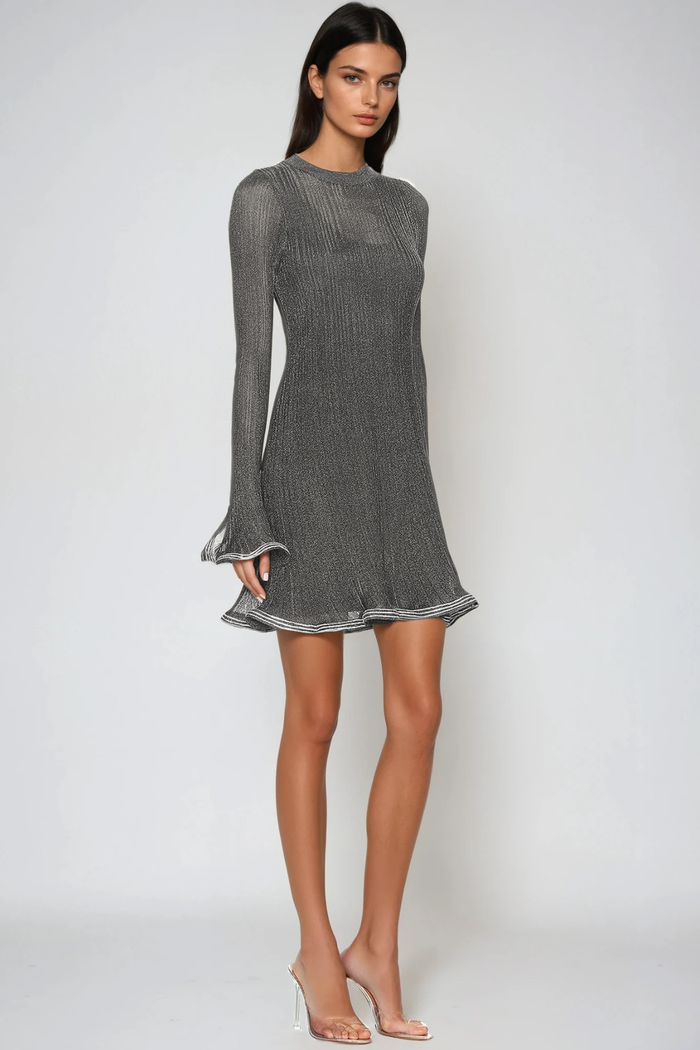 Faina Rhinestone Ruffle Mini Dress