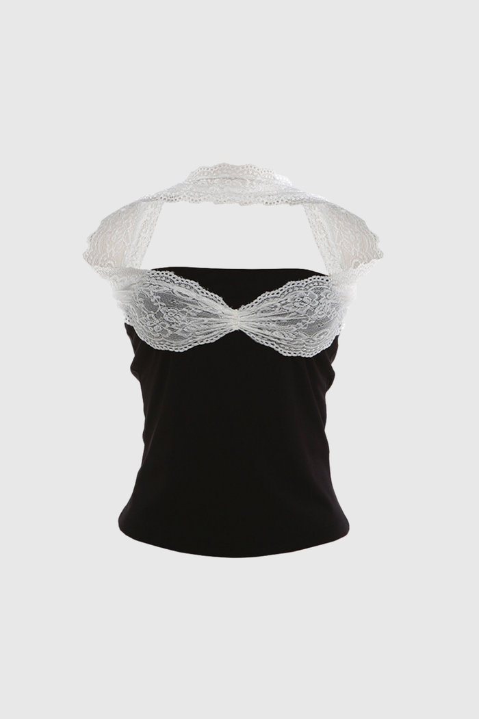 Faisal Deconstruct Lace Bodycon Top