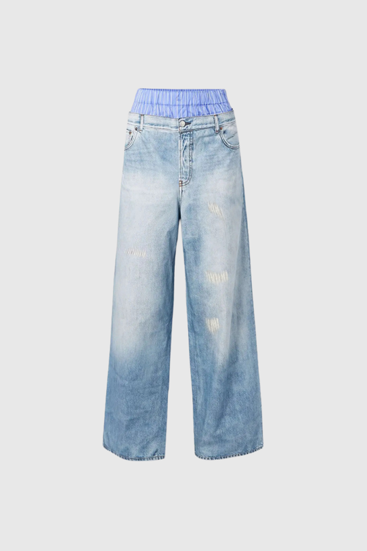 Faiz Deconstruct Grid Ripped Jeans