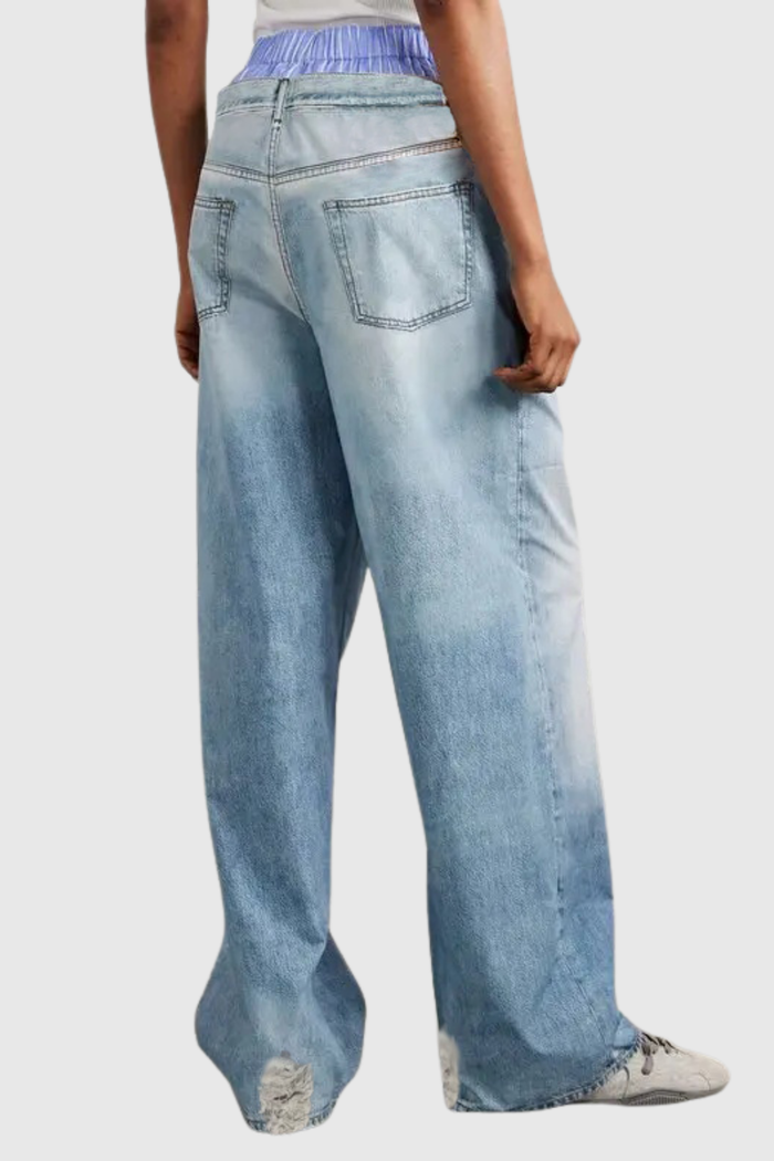 Faiz Deconstruct Grid Ripped Jeans