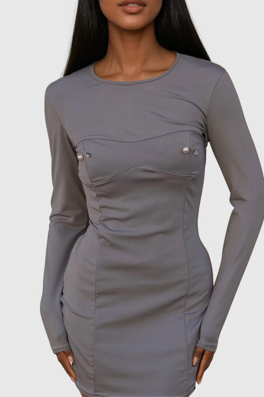 Faizel Long Sleeve Embellished Bodycon Mini Dress