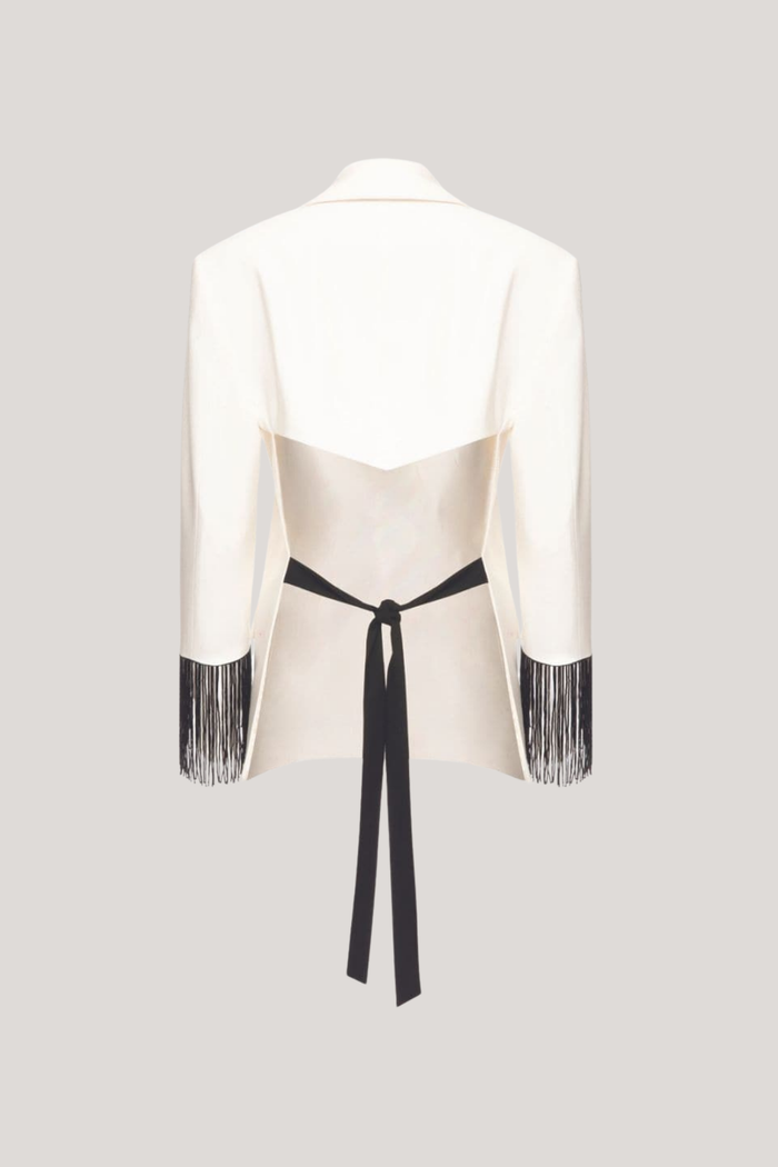 Fariba Backless Fringe Pants Set