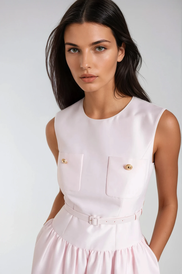 Farrah Sleeveless Drop Waist Midi Dress