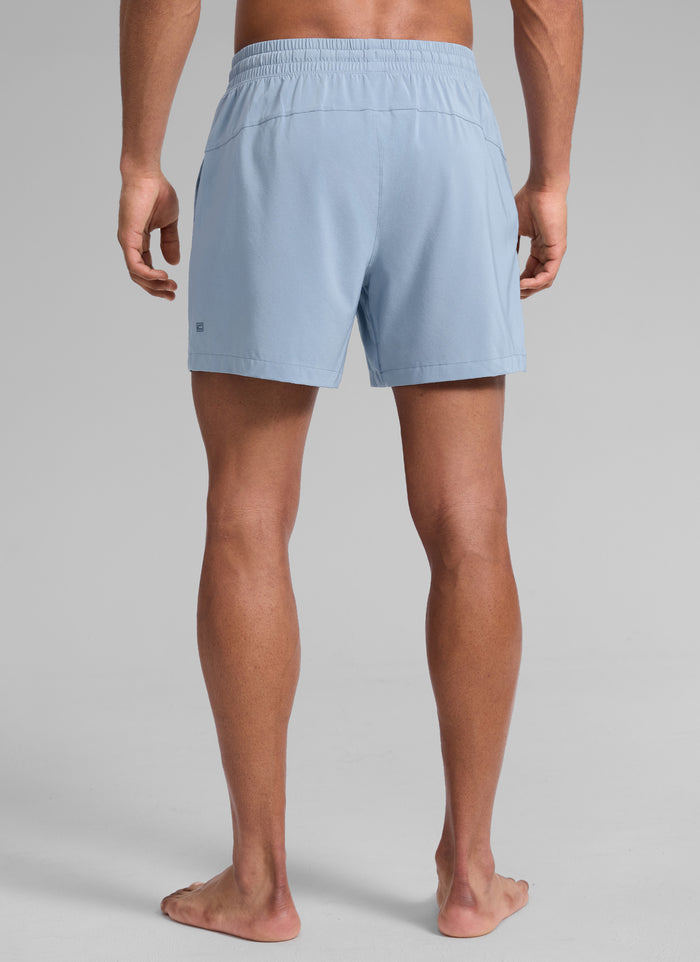 CRZ YOGA Man's Swimwear Mid Rise Mesh Lined Pocket Swim Shorts 5'' The Breeze Blue