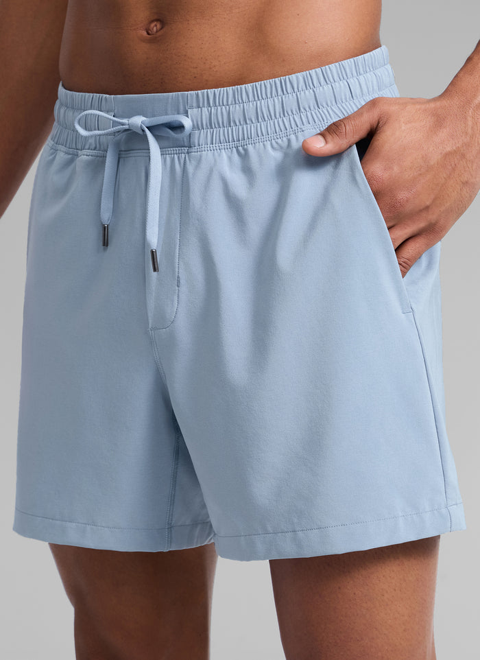 CRZ YOGA Man's Swimwear Mid Rise Mesh Lined Pocket Swim Shorts 5'' The Breeze Blue