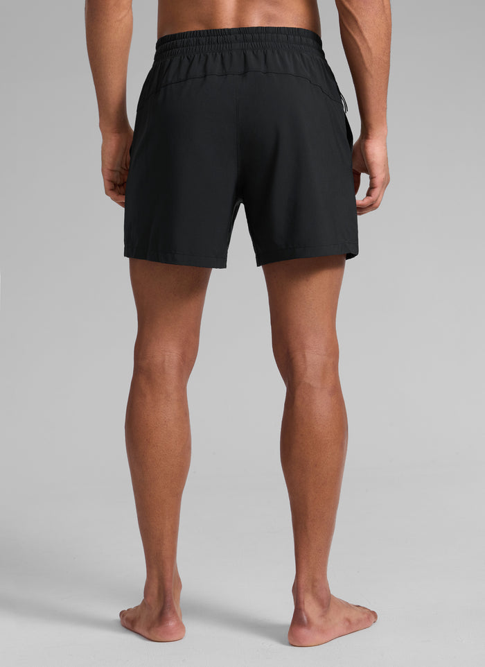 CRZ YOGA Man's Swimwear Mid Rise Mesh Lined Pocket Swim Shorts 5'' Black