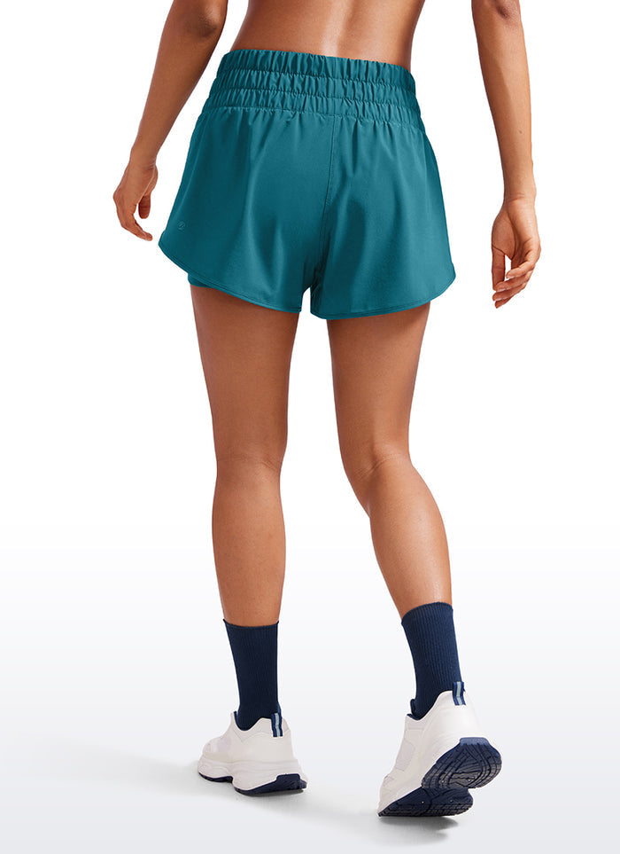 CRZ YOGA Women's Train High-Rise 2 in 1 Shorts with Pocket 3'' Borealis Green
