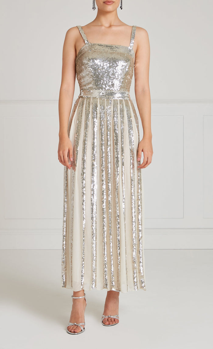 Filigree Strappy Gown - Silver