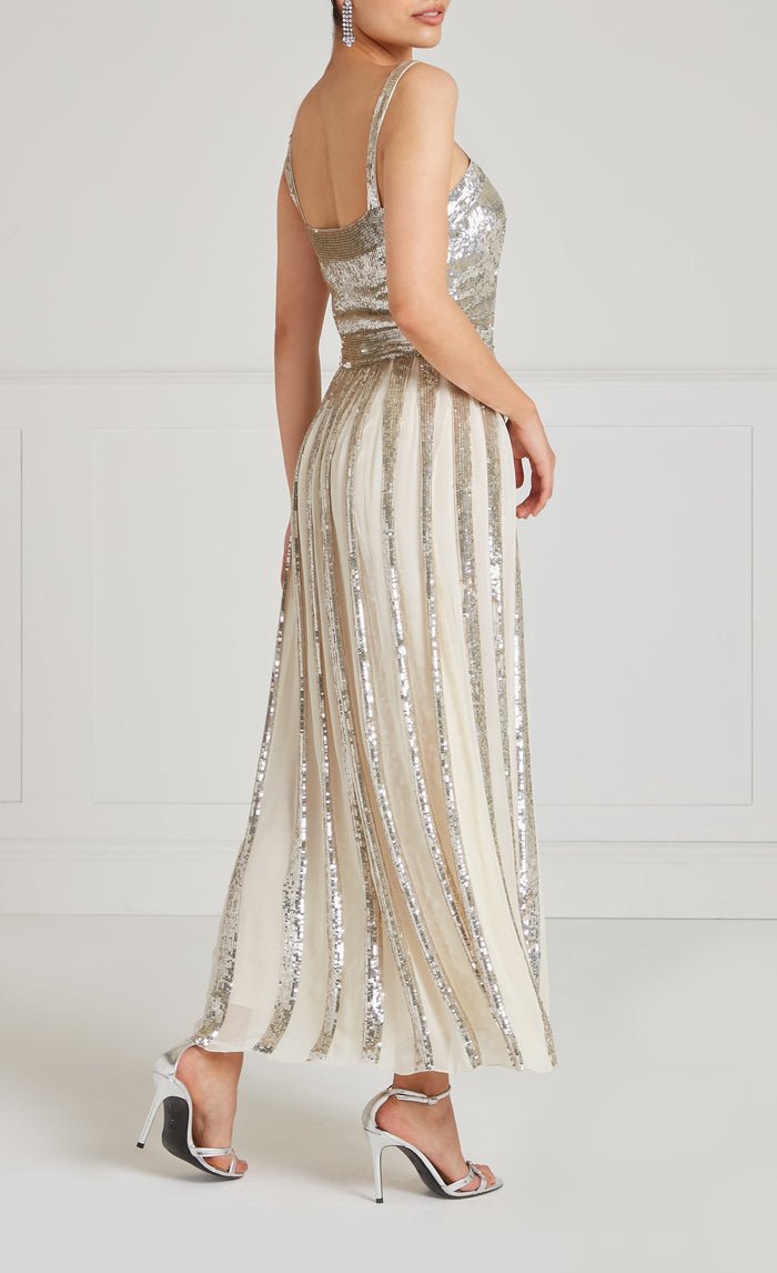 Filigree Strappy Gown - Silver