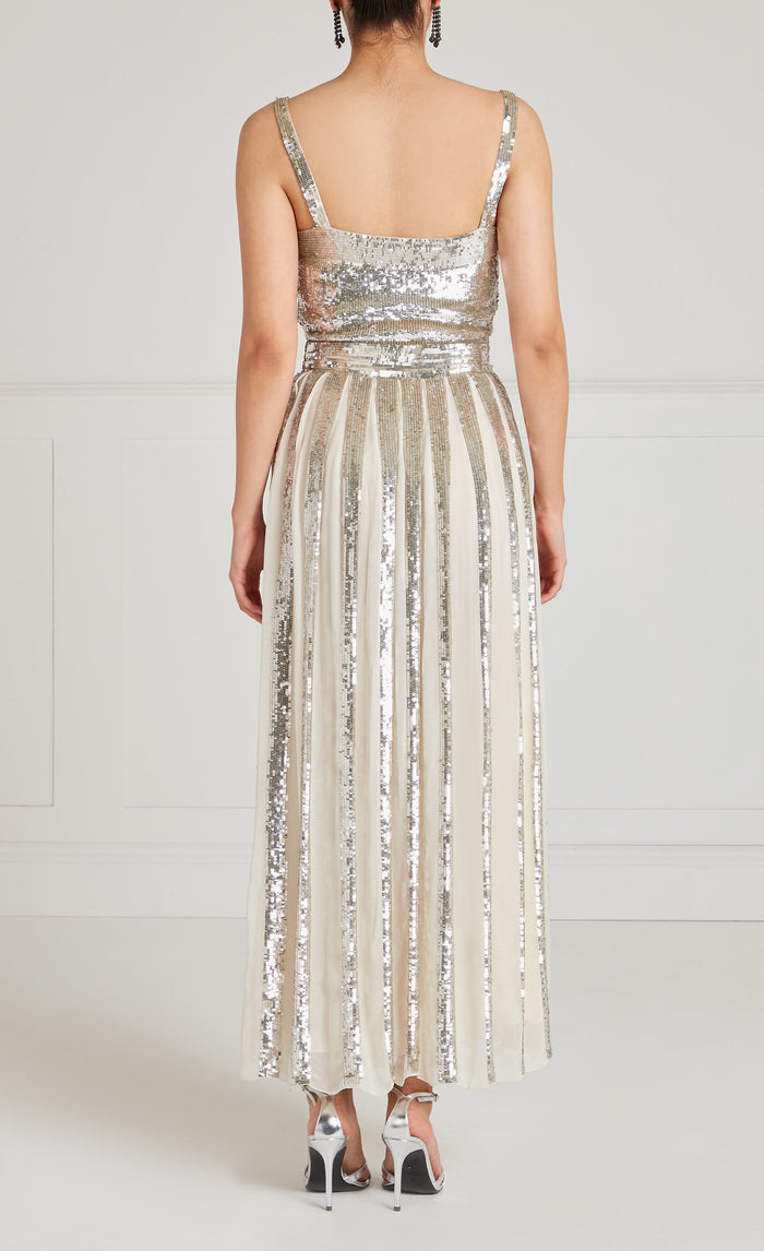Filigree Strappy Gown - Silver