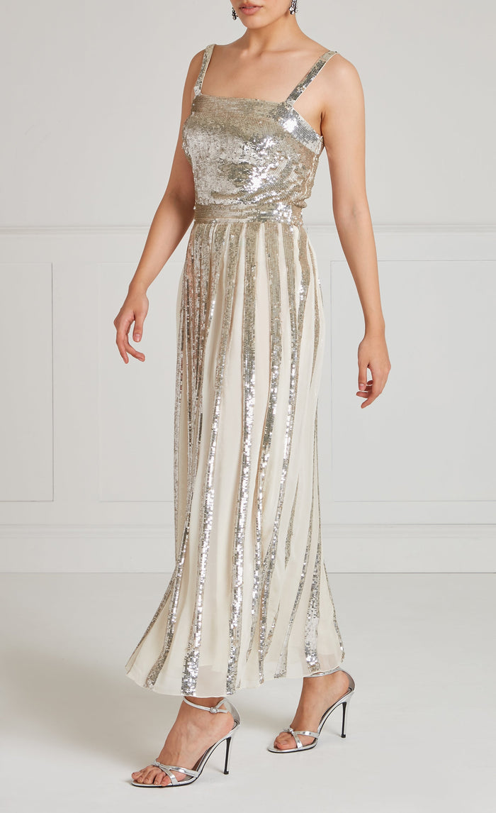Filigree Strappy Gown - Silver
