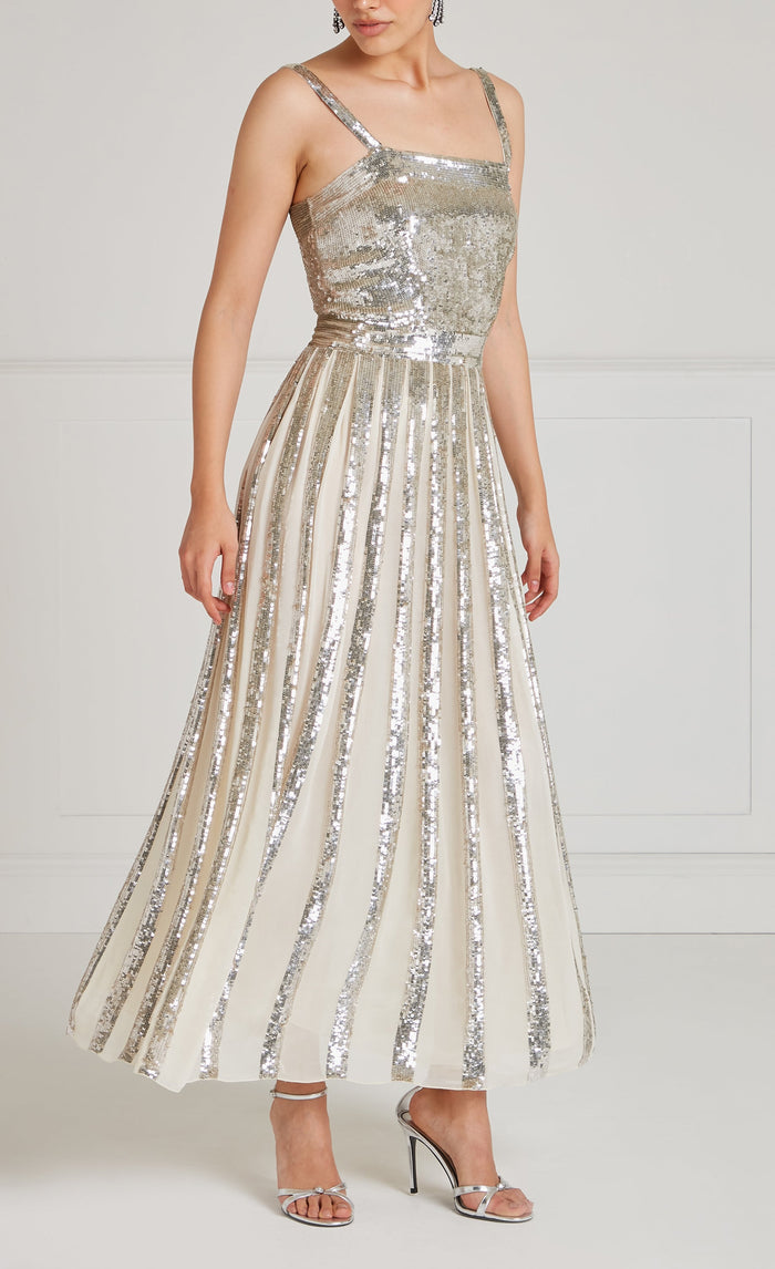 Filigree Strappy Gown - Silver